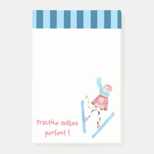 練習は完璧なスキージャンプの漫画の牛を作る ポストイット (正面)