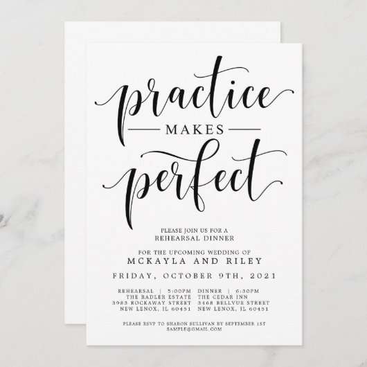 練習は完璧なリハ結婚ーサルディナー 招待状 (正面/裏面)