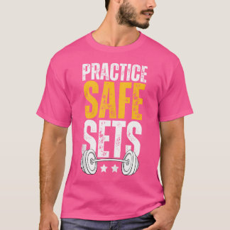 練習セーフセットおもしろいトレーニングジムウェイトリフト Tシャツ