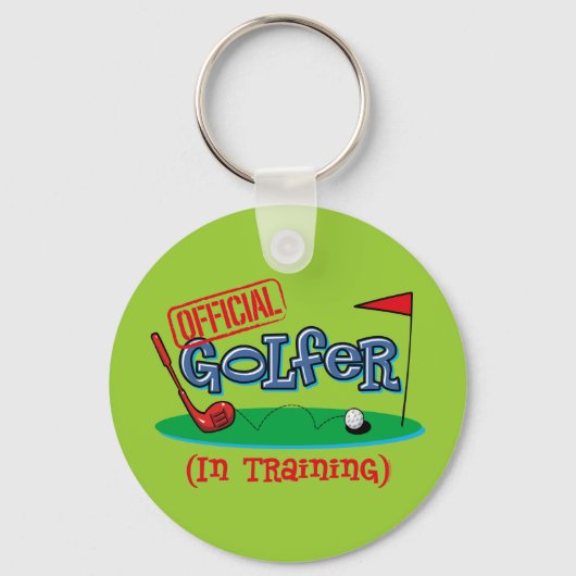 練習中の少年ゴルファー キーホルダー (正面)