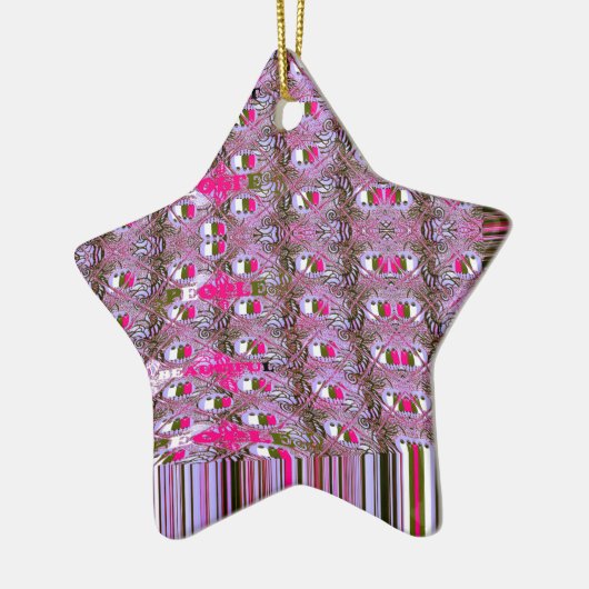 緻密で複雑な抽象芸術パターンアートプリント セラミックオーナメント (左)