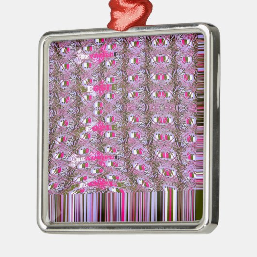 緻密で複雑な抽象芸術パターンアートプリント メタルオーナメント (左)