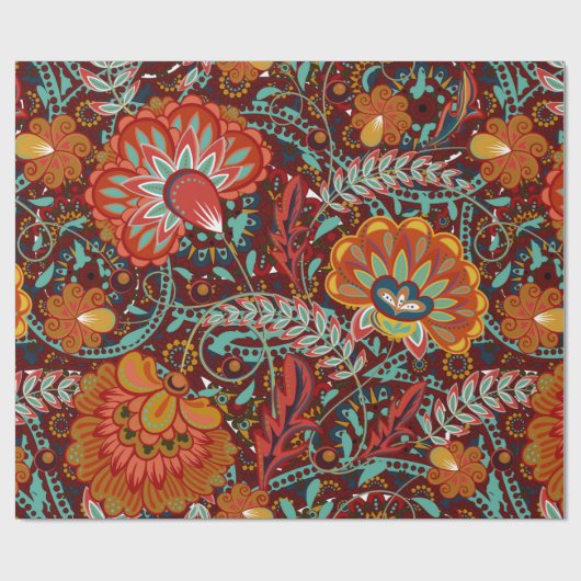 緻密なフローラ観賞用手でファンタジーの花を描く  ラッピングペーパー (フラット)