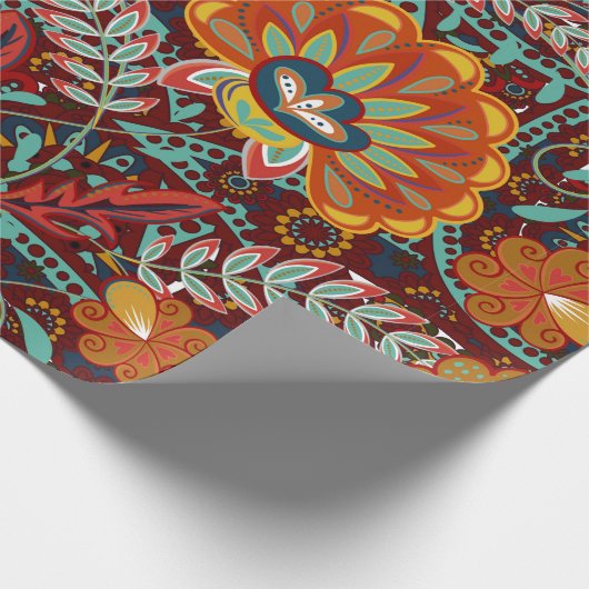 緻密なフローラ観賞用手でファンタジーの花を描く  ラッピングペーパー (角)