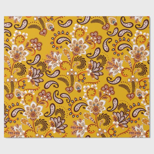 緻密なフローラ観賞用手でファンタジーの花を描く  ラッピングペーパー (フラット)