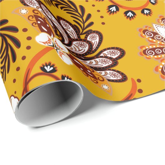 緻密なフローラ観賞用手でファンタジーの花を描く  ラッピングペーパー (ロールコーナー)