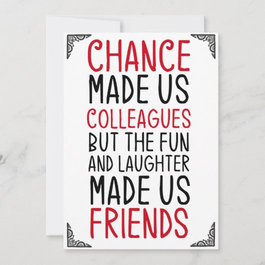 縁があって同僚になったけど、楽しさと笑いが友情を育んだ 招待状 (正面)