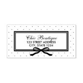 縁どとリボン水玉模様のビジネス・アドレス セルフインキングスタンプ (デザイン)