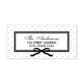 縁どとリボン水玉模様ファミリアドレス セルフインキングスタンプ (デザイン)