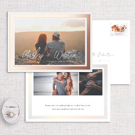 縁どはっきりした手書き名写真の日付を保存 箔招待状