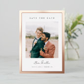 縁どはっきりしたFoil Save the Date ミニマル Photo Cards 箔招待状 (立ち正面)