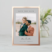 縁どはっきりしたFoil Save the Date ミニマル Photo Cards 箔招待状 (立ち正面)