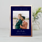 縁どはっきりしたFoil Save the Date ミニマル Photo Cards 箔招待状 (立ち正面)