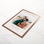 縁どはっきりしたFoil Save the Date ミニマル Photo Cards 箔招待状 (回転した状態)