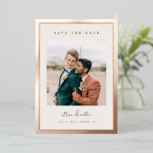 縁どはっきりしたFoil Save the Date ミニマル Photo Cards 箔招待状 (立ち正面)