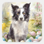 縁どイースターエッグホリデー付きコリドッグ スクエアシール (正面)