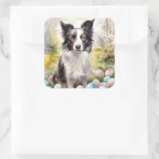 縁どイースターエッグホリデー付きコリドッグ スクエアシール (バッグ)