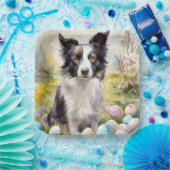 縁どイースターエッグホリデー付きコリドッグ ペーパープレート (パーティー)