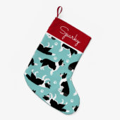 縁どコリーと足の跡 スモールクリスマスストッキング (正面 (吊り時))