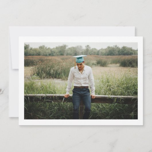 縁どシンプル写真のデザインモダン発表 案内状 (正面)