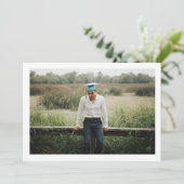 縁どシンプル写真のデザインモダン発表 案内状 (スタンド正面)