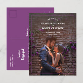 縁どシンプル写真の結婚式 案内ポストカード