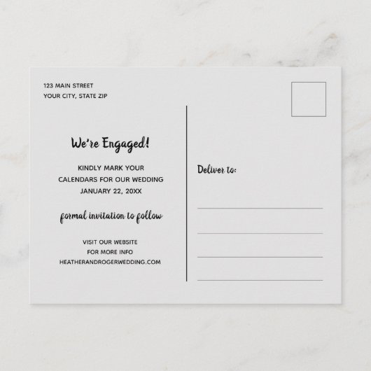 縁どシンプル写真の結婚式 案内ポストカード (裏面)