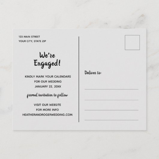 縁どシンプル写真の結婚式 案内ポストカード (裏面)