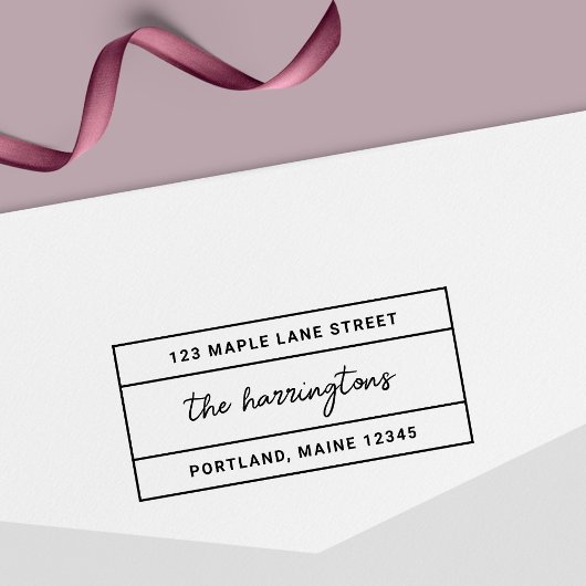 縁どスタイリッシュScript Family Name差出人住所 セルフインキングスタンプ