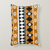 縁どストライプ花ダイヤモンドボホ花柄 アクセントクッション (正面(垂直))