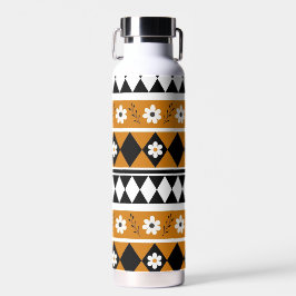 縁どストライプ花ダイヤモンドボホ花柄 ウォーターボトル