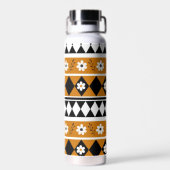 縁どストライプ花ダイヤモンドボホ花柄 ウォーターボトル (背面)