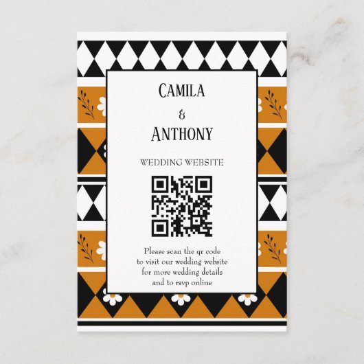 縁どストライプ花ダイヤモンドボホ花柄 エンクロージャーカード (正面)