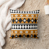 縁どストライプ花ダイヤモンドボホ花柄 クッション (ブランケット)