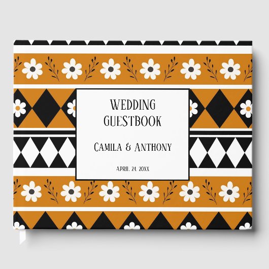 縁どストライプ花ダイヤモンドボホ花柄 ゲストブック (正面)