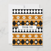 縁どストライプ花ダイヤモンドボホ花柄 サンキューカード (正面)