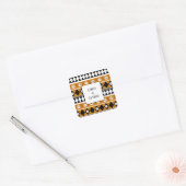 縁どストライプ花ダイヤモンドボホ花柄 スクエアシール (封筒)