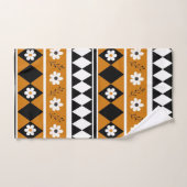 縁どストライプ花ダイヤモンドボホ花柄 バスタオルセット (ハンドタオル)