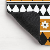 縁どストライプ花ダイヤモンドボホ花柄 マウスパッド (コーナー)