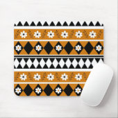 縁どストライプ花ダイヤモンドボホ花柄 マウスパッド (マウス)