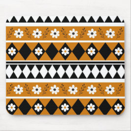 縁どストライプ花ダイヤモンドボホ花柄 マウスパッド