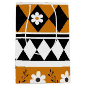 縁どストライプ花ダイヤモンドボホ花柄 ミディアムペーパーバッグ (正面)