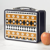 縁どストライプ花ダイヤモンドボホ花柄 メタルランチボックス (インサイチュ)