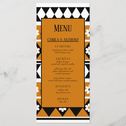 縁どストライプ花ダイヤモンドボホ花柄 メニュー (正面)