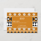 縁どストライプ花ダイヤモンドボホ花柄 出欠カード (正面)