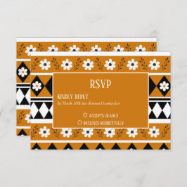 縁どストライプ花ダイヤモンドボホ花柄 出欠カード