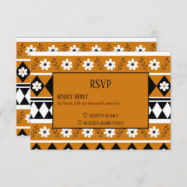 縁どストライプ花ダイヤモンドボホ花柄 出欠カード