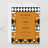 縁どストライプ花ダイヤモンドボホ花柄 招待状 (正面)