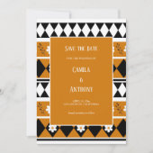 縁どストライプ花ダイヤモンドボホ花柄 招待状 (正面)