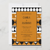 縁どストライプ花ダイヤモンドボホ花柄 招待状 (正面)